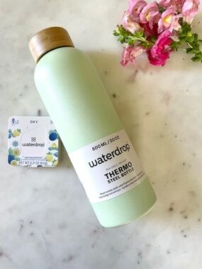 Waterdrop Thermo Steel Stainless Steel Bottle with Bamboo Cap & Bonus